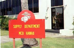 The supply building sign.