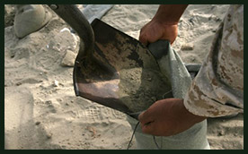 Photo of sandbag being filled